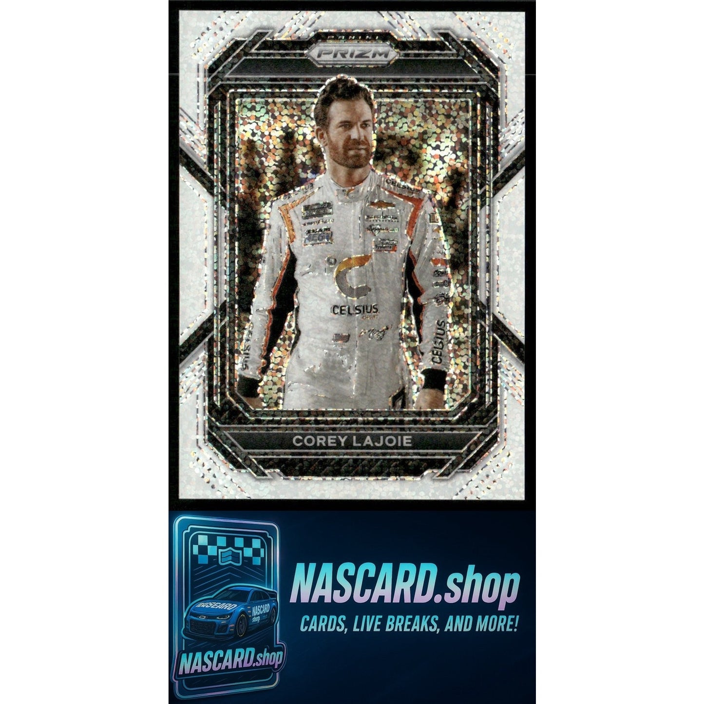 2023 Panini Prizm #20 Corey LaJoie White Sparkle Prizm - NASCARD.shop