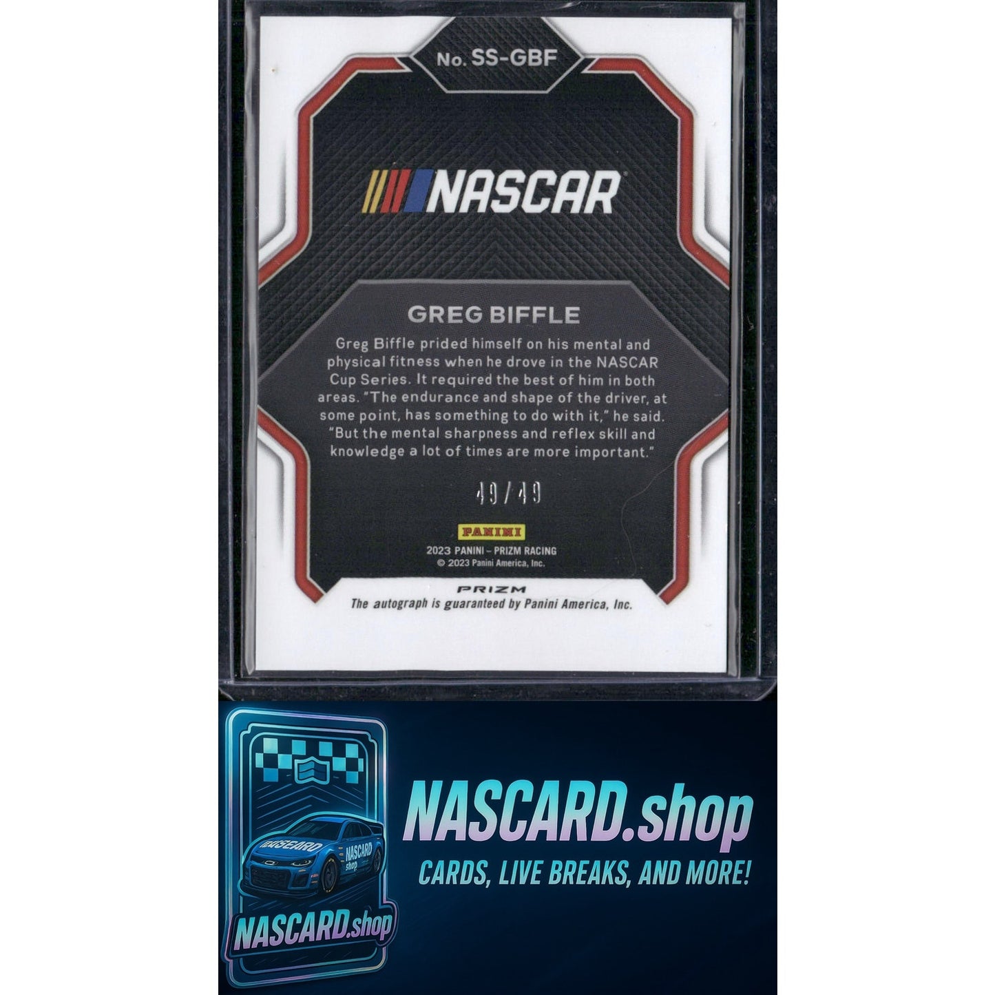 2023 Panini Prizm #SS-GBF Greg Biffle Spotlight Signatures Reactive Blue #/49 - NASCARD.shop