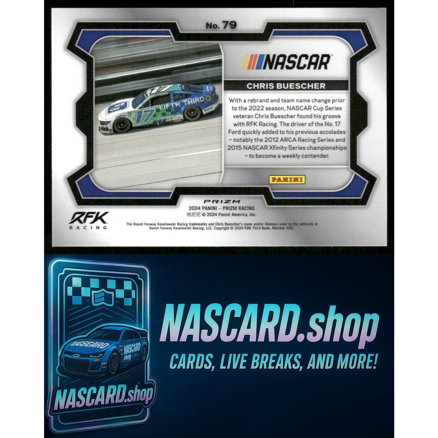 2024 Panini Prizm #79 Chris Buescher White Sparkle - NASCARD.shop