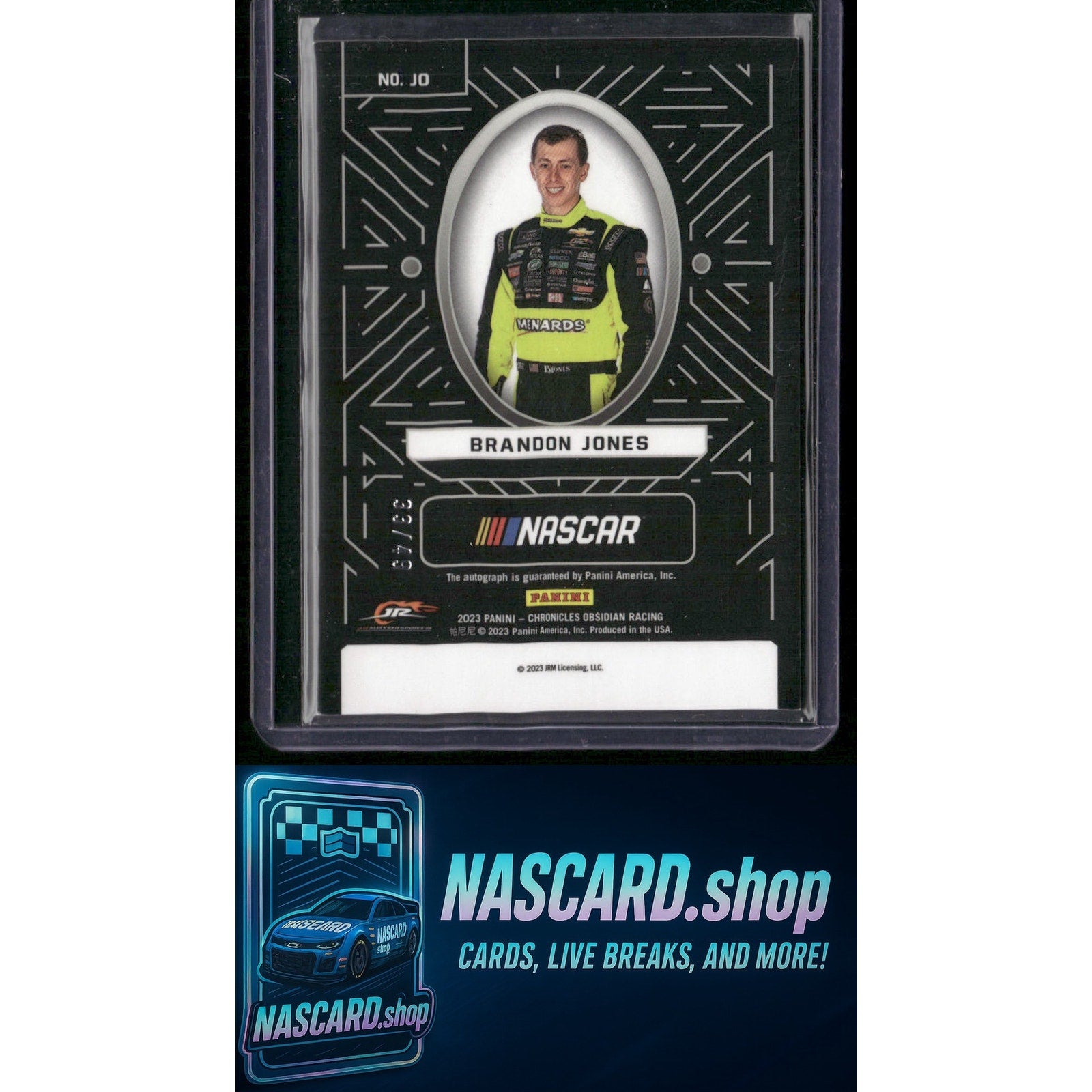 2023 Chronicles Brandon Jones Obsidian Signatures Electric Etch Purple #/49 - NASCARD.shop