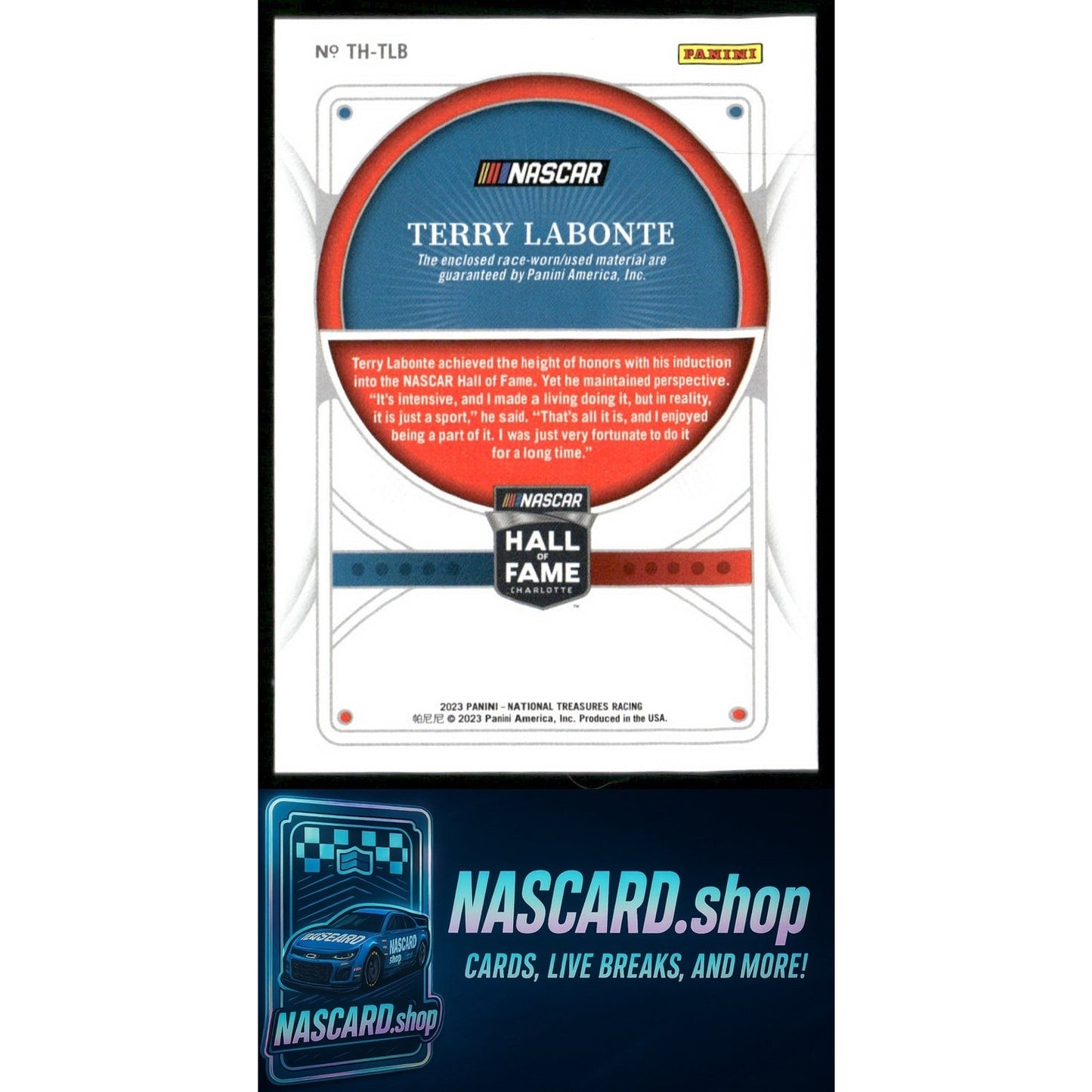 2023 National Treasures Terry Labonte Treasures Of The Hall Holo Silver #/49