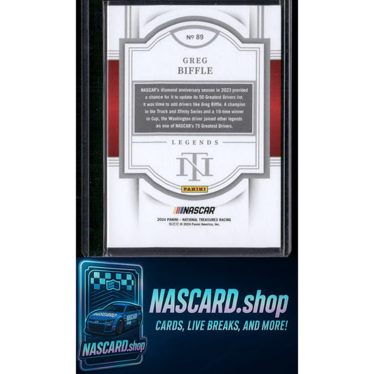 2024 Panini National Treasures #89 Greg Biffle Holo Gold #/10 - NASCARD.shop