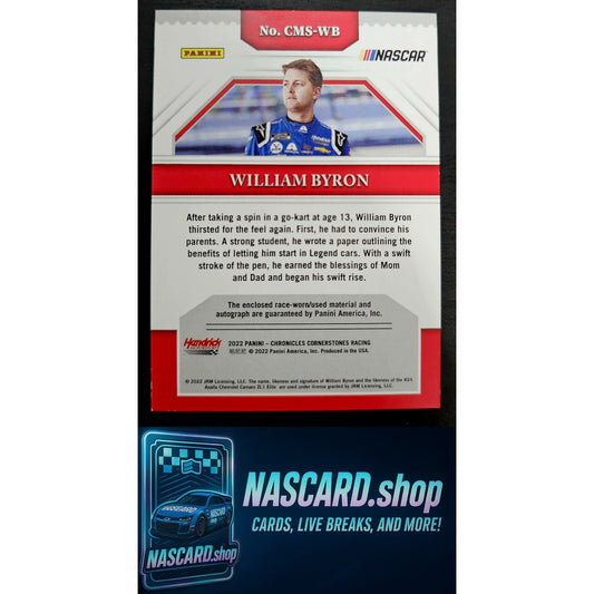 2022 Chronicles William Byron Cornerstones Materials Auto Platinum Blue #1/1 - NASCARD.shop