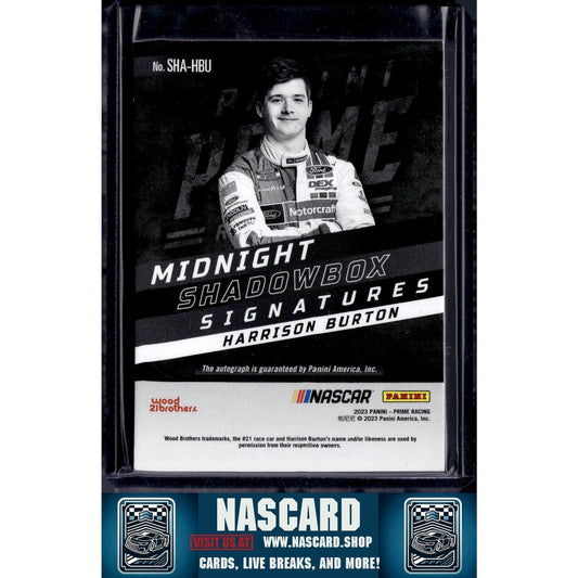 2023 Prime Midnight Shadowbox Signatures #SHA-HBU Harrison Burton #/99