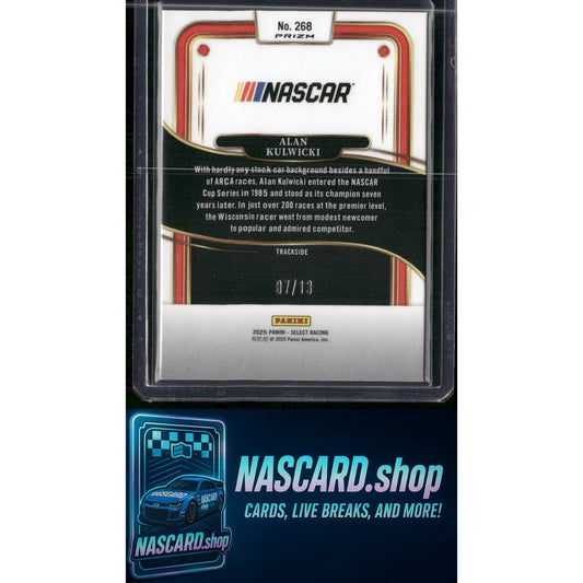 2025 Select Racing #268 Alan Kulwicki Trackside Power Plaid Gold Prizms #07/13 - NASCARD.shop