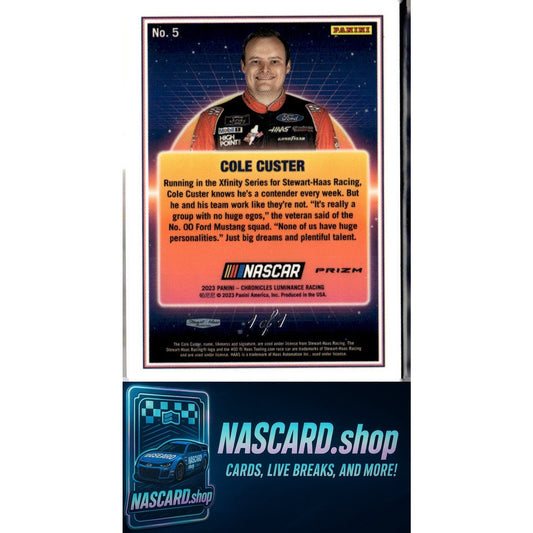 2023 Panini Chronicles #5 Cole Custer Overdrive Gold Vinyl #1/1