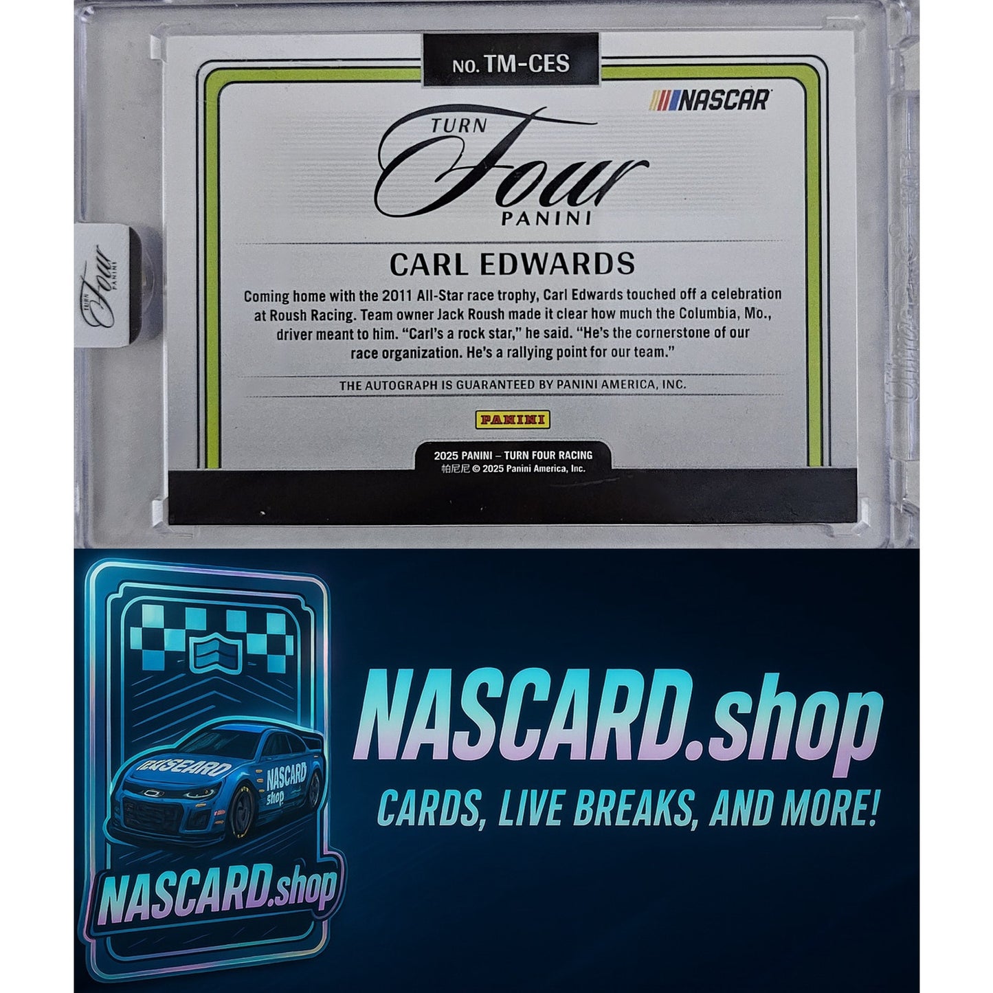 2025 Panini Turn Four #TM-CES Carl Edwards Timeless Moments Holo Silver #/75