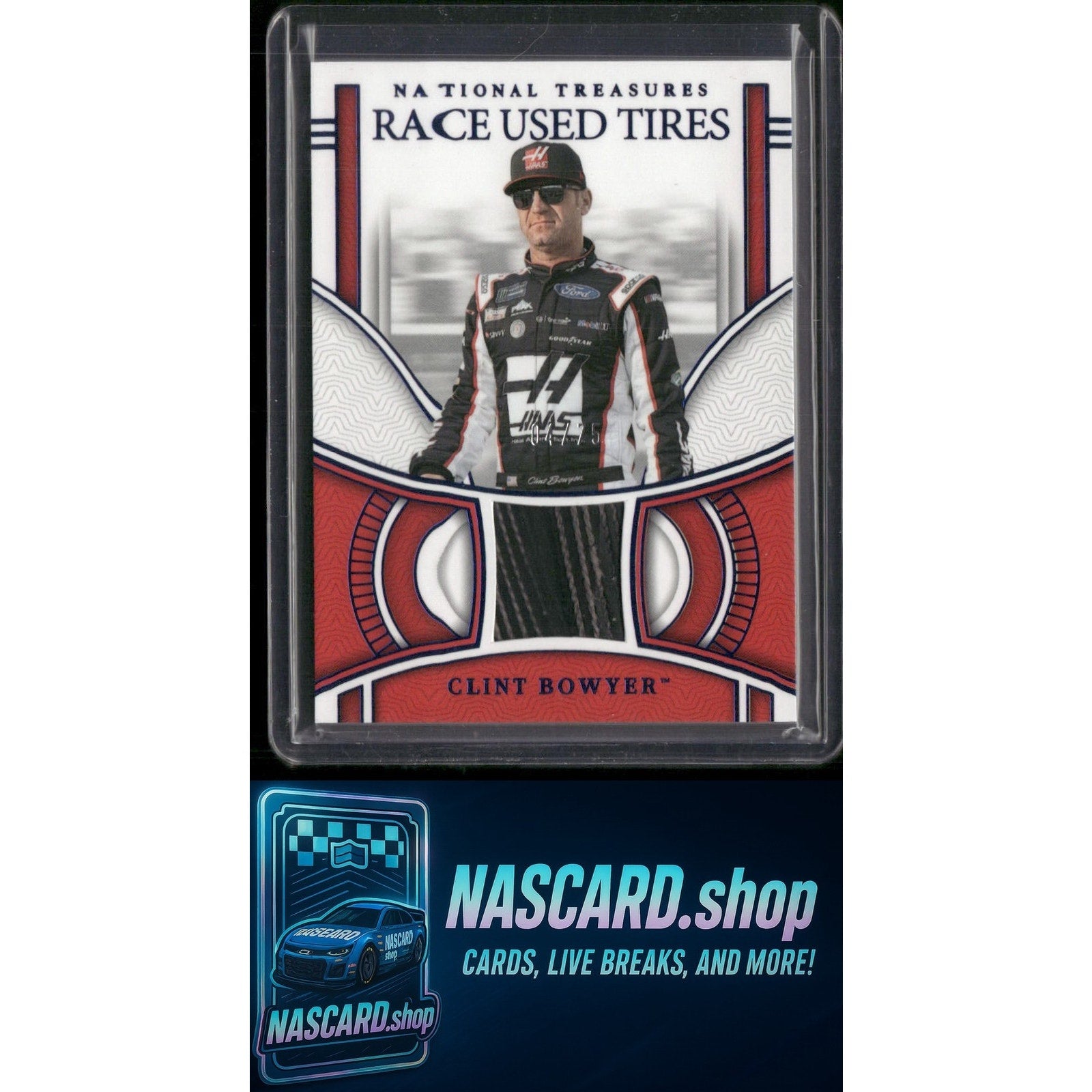 2024 Panini National Treasures #RUT-CBR Clint Bowyer Race Used Tires Blue #/75 - NASCARD.shop