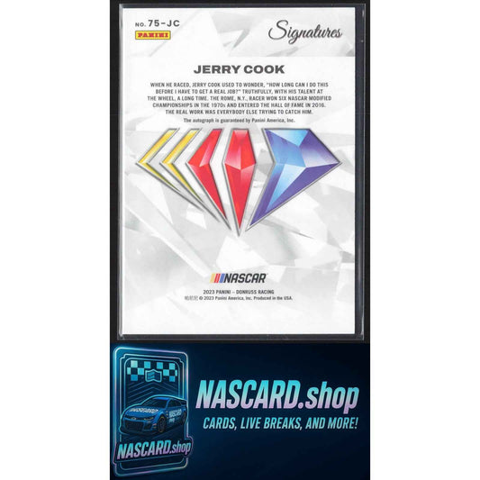 2023 Panini Prime #75-JC Jerry Cook NASCAR 75th Anniversary Signatures