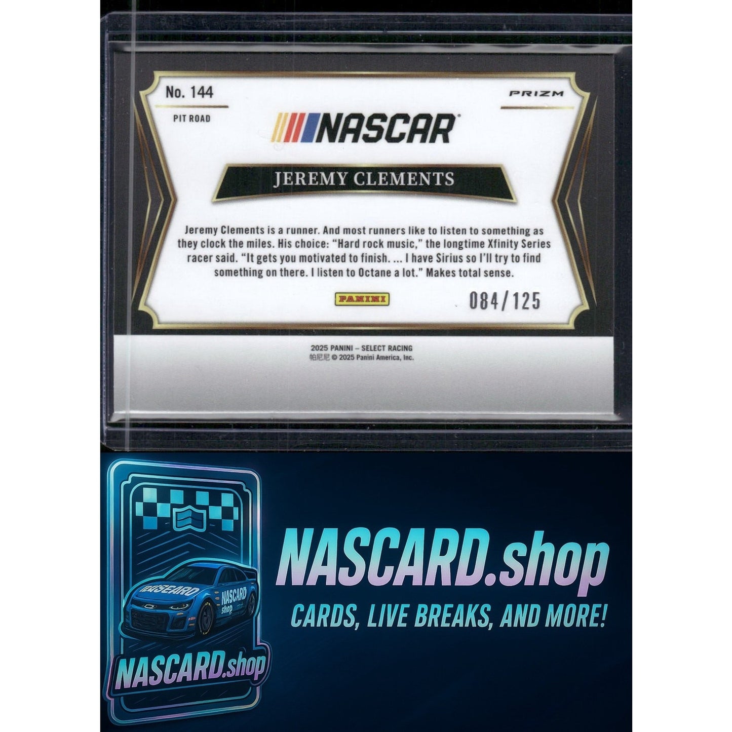 2025 Panini Select #144 Jeremy Clements Maroon Prizms #/125
