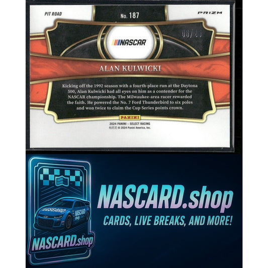 2024 Panini Select #187 Alan Kulwicki Tie-Dye Prizms #/25
