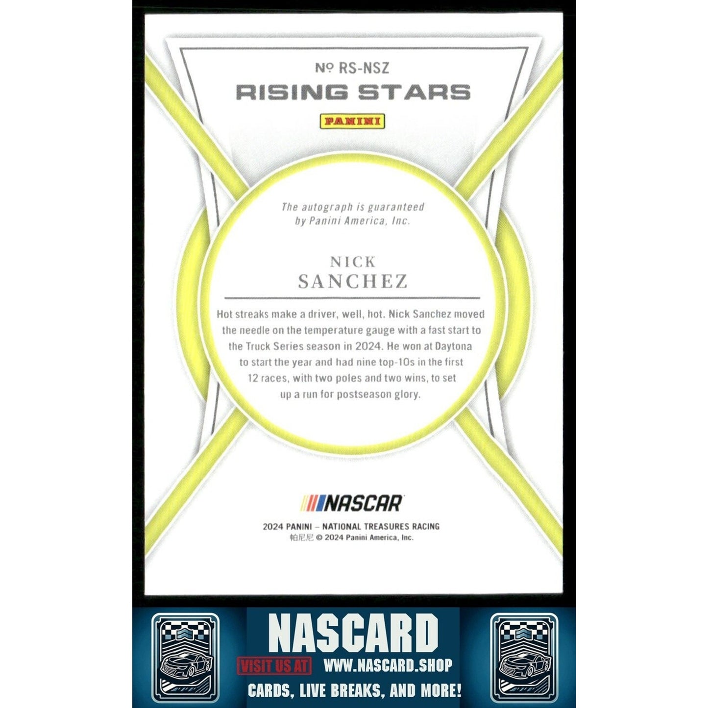 2024 Panini National Treasures Rising Stars Holo Silver Nick Sanchez 02/25 - NASCARD.shop