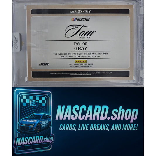 2025 Panini Turn Four #GGS-TGY Taylor Gray Get a Grip Signatures Blue #/20