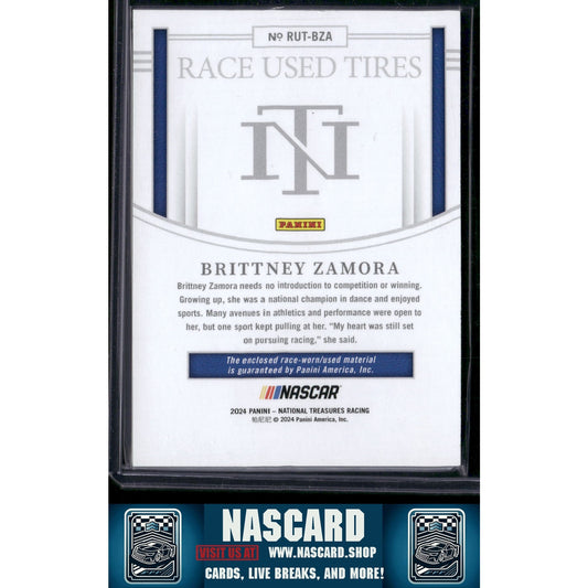2024 Panini National Treasures #RUT-BZA Brittney Zamora Race Used Tires #/99 - NASCARD.shop