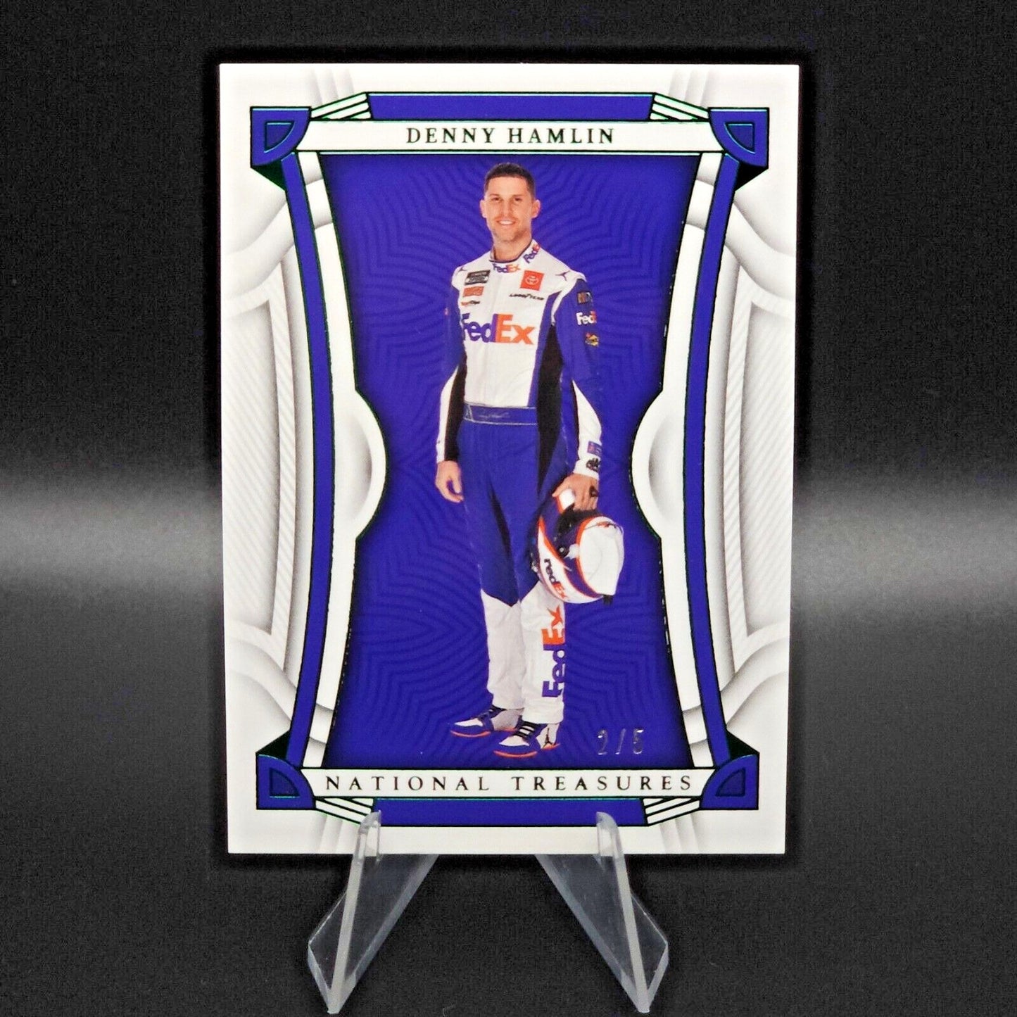 2023 Panini National Treasures Base Green #9 Denny Hamlin /5 - NASCARD.shop