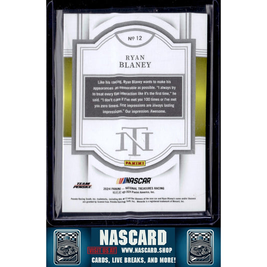 2024 Panini National Treasures #12 Ryan Blaney Holo Silver #/25 - NASCARD.shop