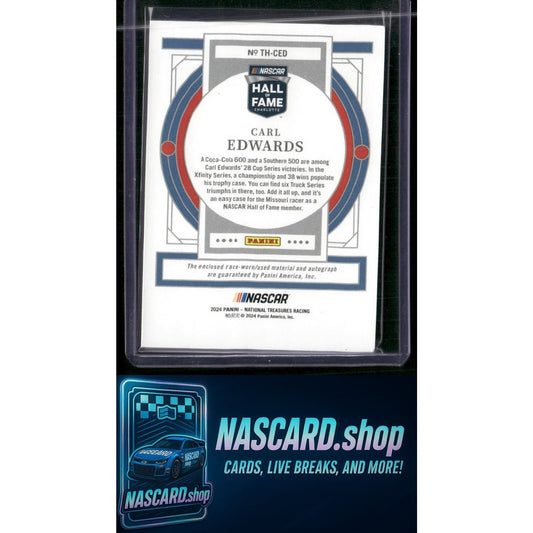 2024 Panini National Treasures #TH-CED Carl Edwards Treasures Of The Hall #/99 - NASCARD.shop