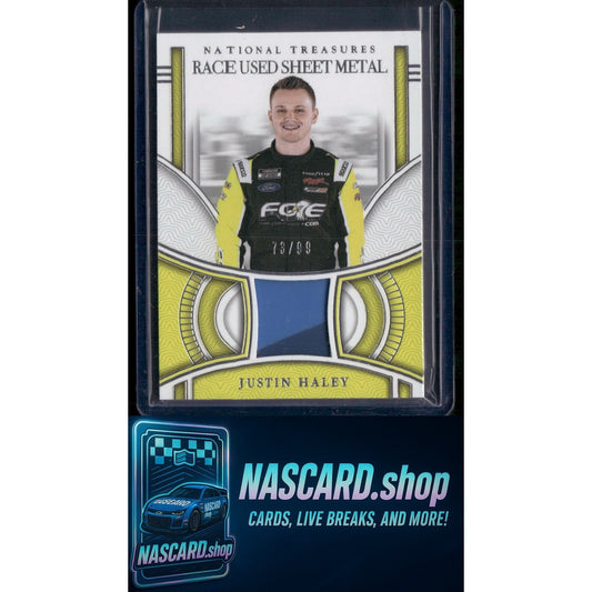 2024 Panini National Treasures #RUS-JHY Justin Haley Race Used Sheet Metal #/99