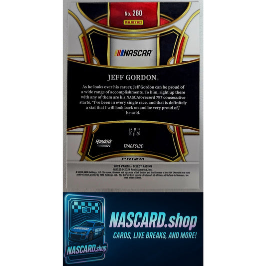 2024 Panini Select Trackside #260 Jeff Gordon Green Prizms #5/5 - NASCARD.shop