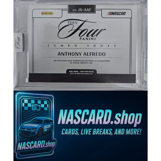 2025 Panini Turn Four Racing #JS-AAF Anthony Alfredo Jumbo Shoes Red #/10
