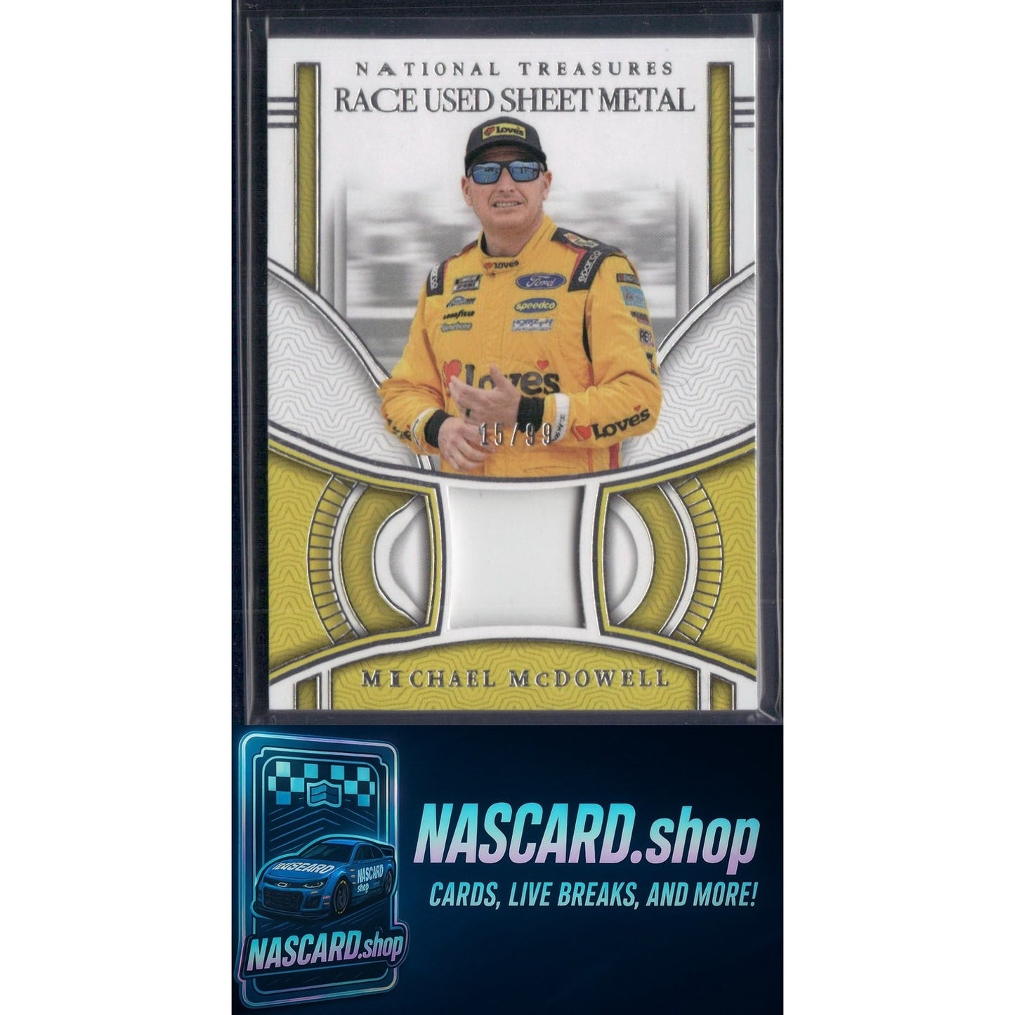 2024 Panini National Treasures Michael McDowell Race Used Sheet Metal #/99 - NASCARD.shop