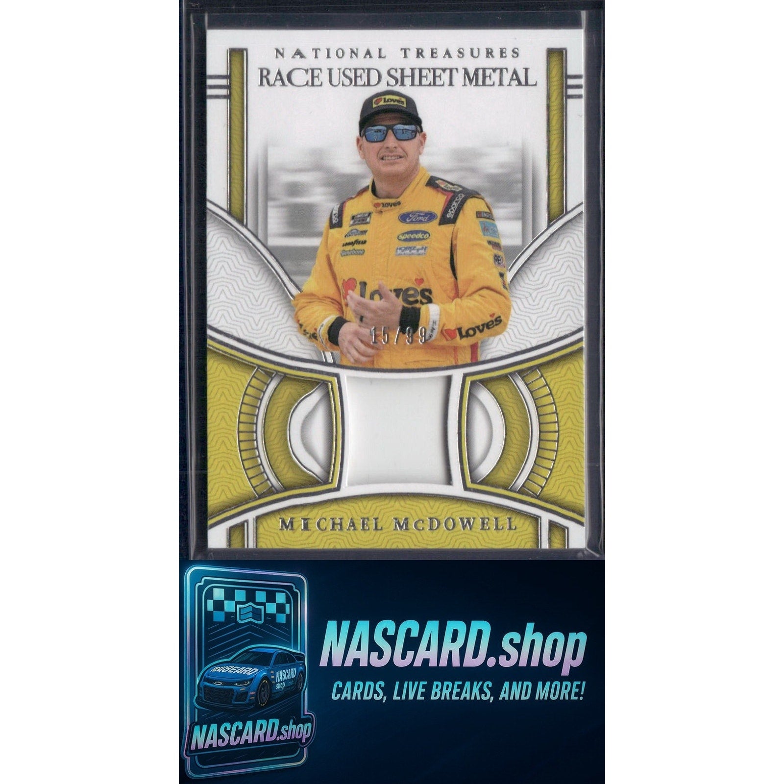 2024 Panini National Treasures Michael McDowell Race Used Sheet Metal #/99 - NASCARD.shop