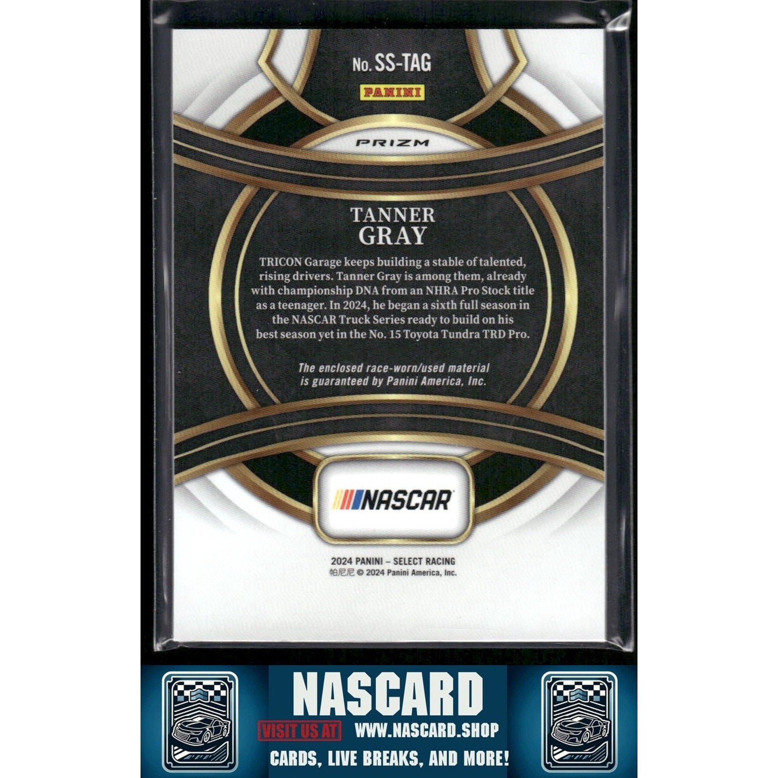 2024 Panini Select #SS-TAG Tanner Gray Selective Swatches Flash Prizms - NASCARD.shop