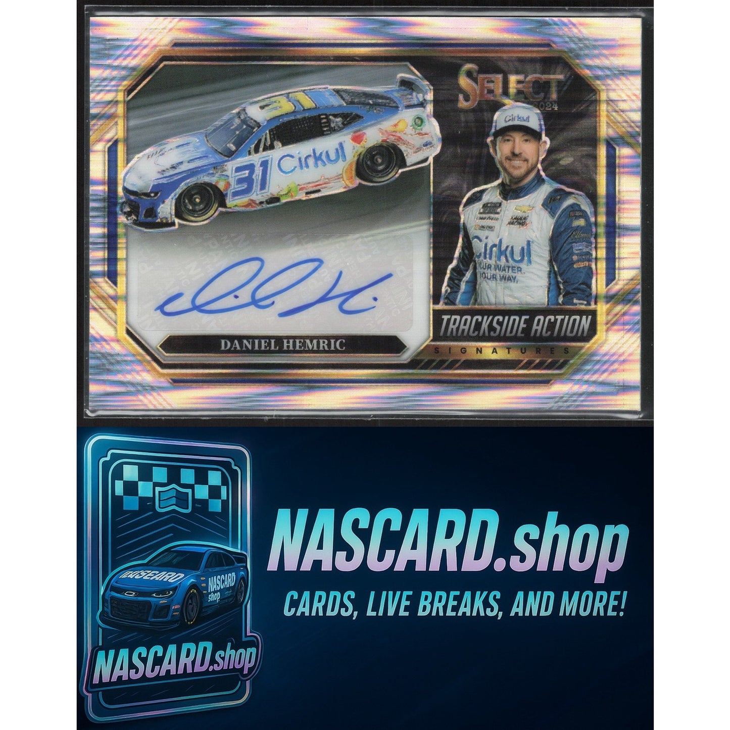 2024 Panini Select Daniel Hemric Trackside Action Signatures Flash Prizms