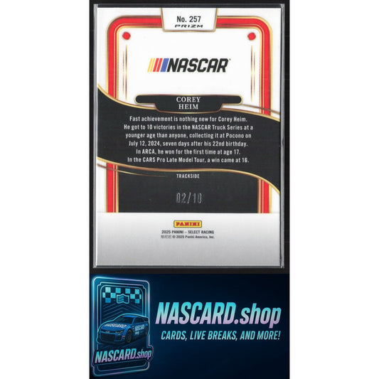 2025 Panini Select #257 Corey Heim Gold Prizms #/10