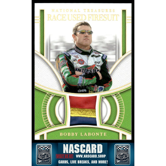 2024 Panini National Treasures Bobby Labonte Race Used Firesuit Holo Gold #/10 - NASCARD.shop
