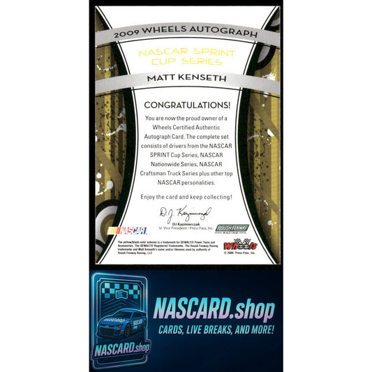 2009 Wheels Element #NNO Matt Kenseth Wheels Autographs