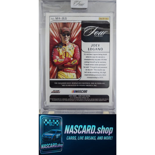 2025 Panini Turn Four #MA-JLG Joey Logano Memorabilia Autographs Blue #/49