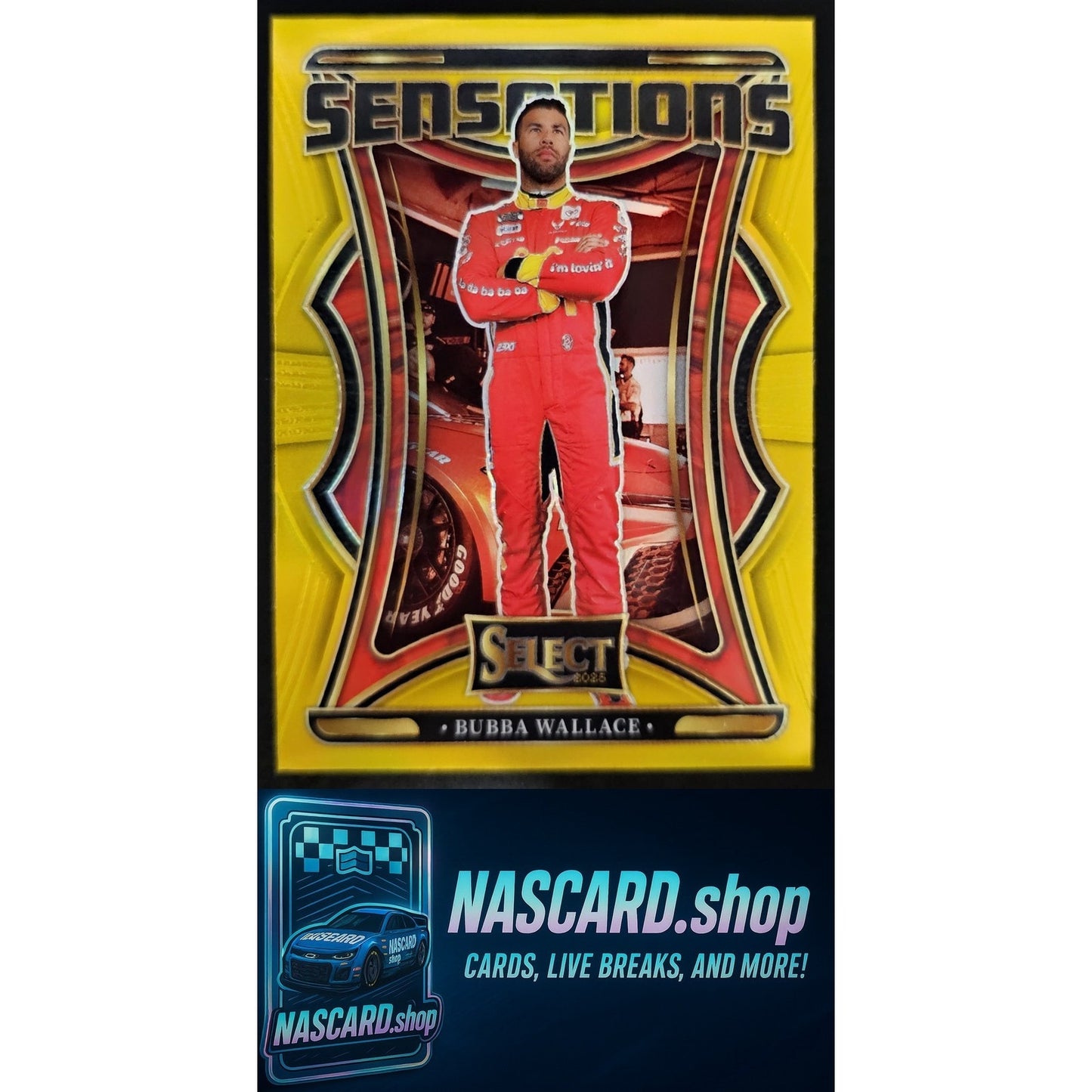2025 Panini Select #17 Bubba Wallace Sensations Gold Prizms #/10