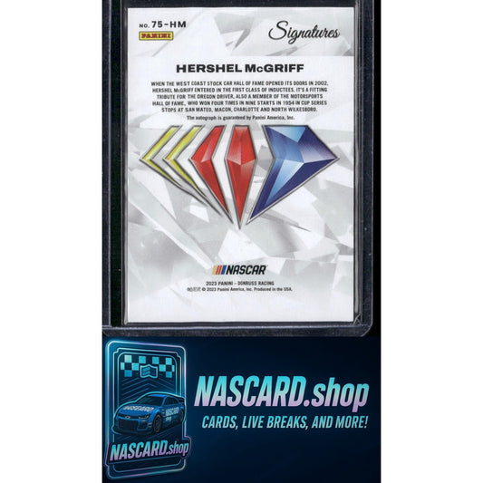 2023 Panini Prizm #75-HM Hershel McGriff NASCAR 75th Anniversary Signatures - NASCARD.shop