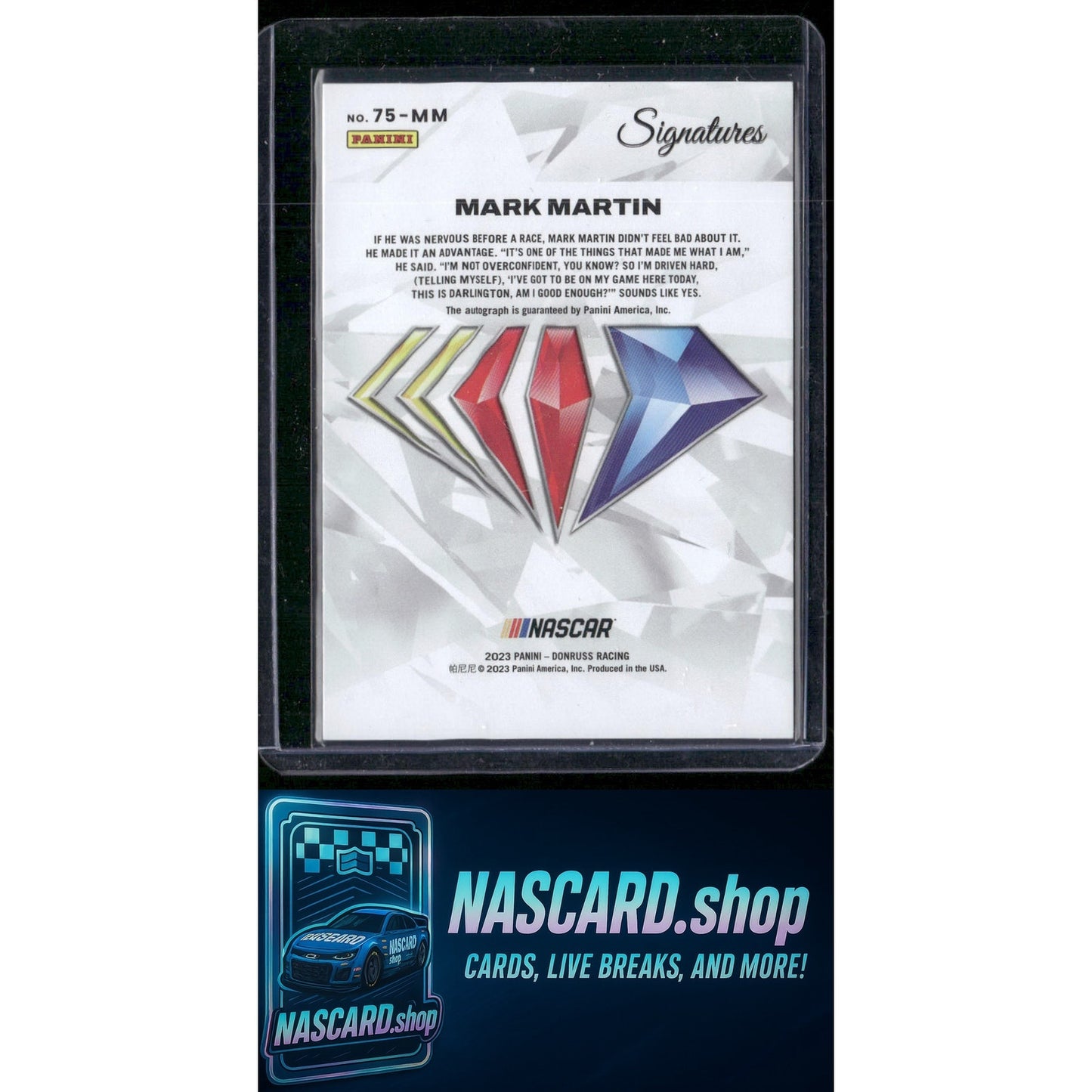 2023 Panini National Treasures Mark Martin 75th Anniversary Signatures Holo #/75