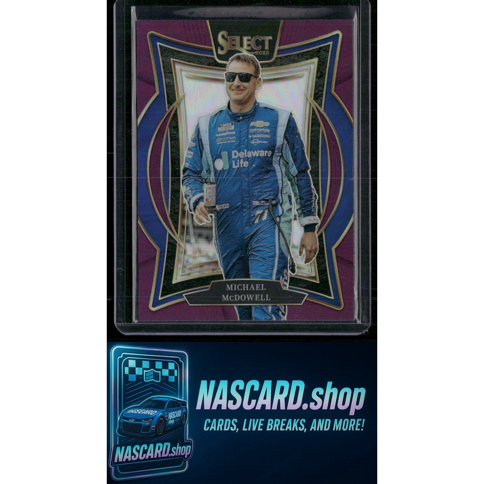 2025 Panini Select #21 Michael McDowell Purple Prizms #/199 - NASCARD.shop