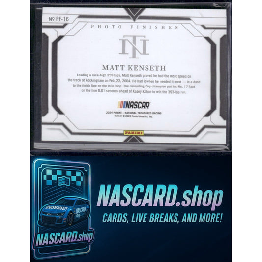 2024 Panini National Treasures Matt Kenseth Photo Finishes Gold Holo #01/10