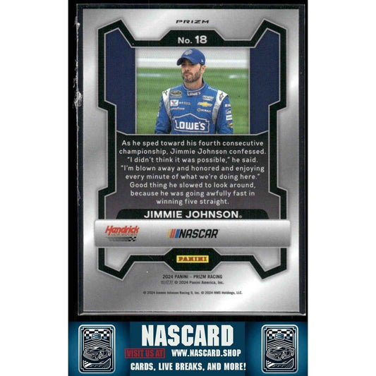2024 Panini Prizm Racing #18 Jimmie Johnson White Sparkle Prizm - NASCARD.shop