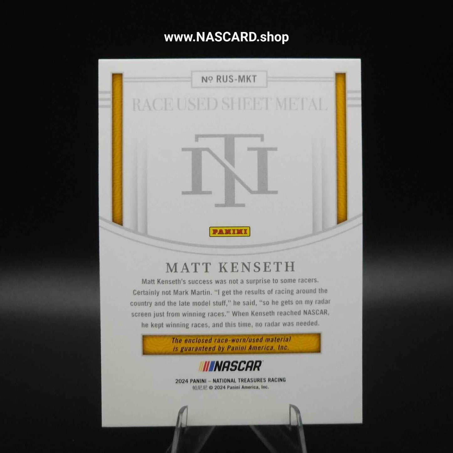 2024 National Treasures Race Used Sheet Metal Holo Silver Matt Kenseth /25