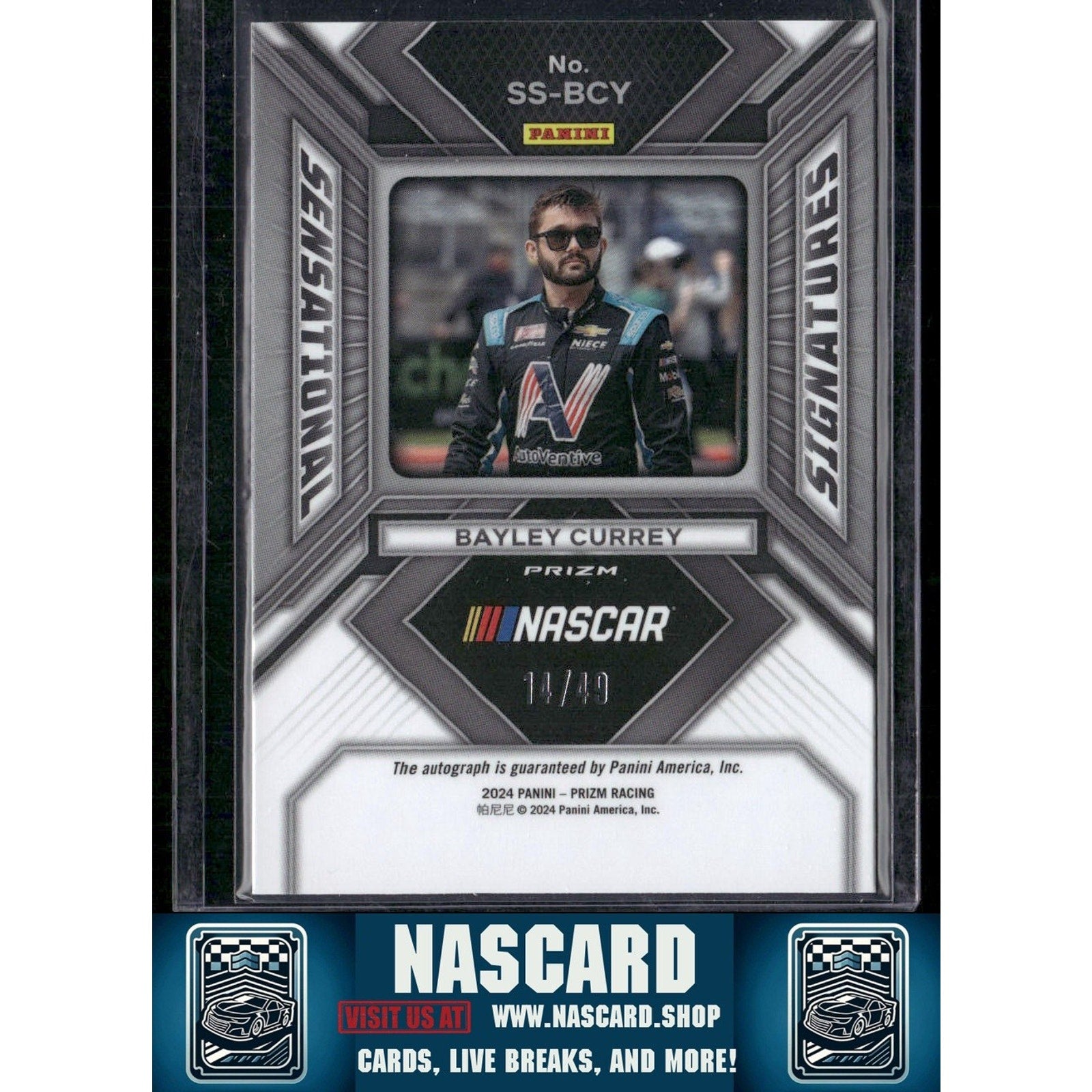 2024 Panini Prizm #SS-BCY Bayley Currey Sensational Signatures Blue #/49 - NASCARD.shop