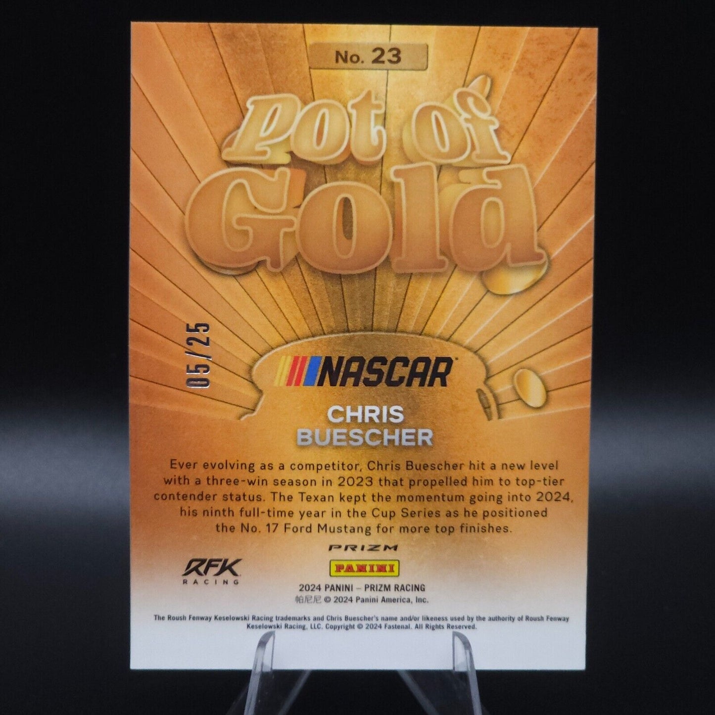 2024 Panini Prizm Racing Pot of Gold Mojo Prizm #23 Chris Buescher /25 - NASCARD.shop