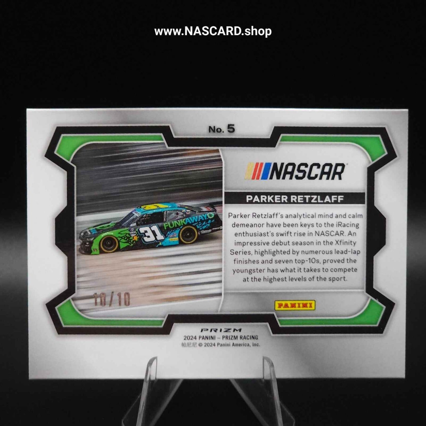 2024 Panini Prizm Racing Rides FOTL Blue Shimmer #9 Parker Retzlaff 10/10 - NASCARD.shop