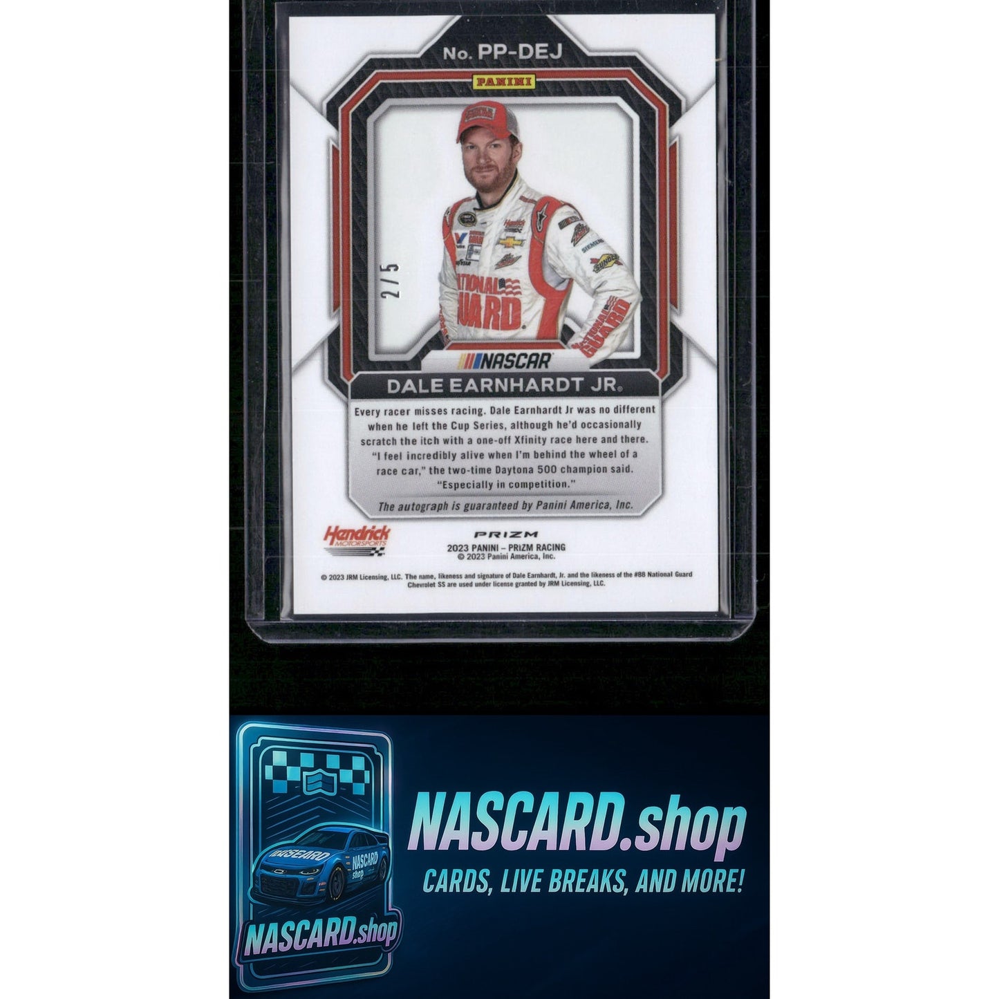 2023 Panini Prizm #PP-DEJ Dale Earnhardt Jr Patented Penmanship White Prizm #/5 - NASCARD.shop