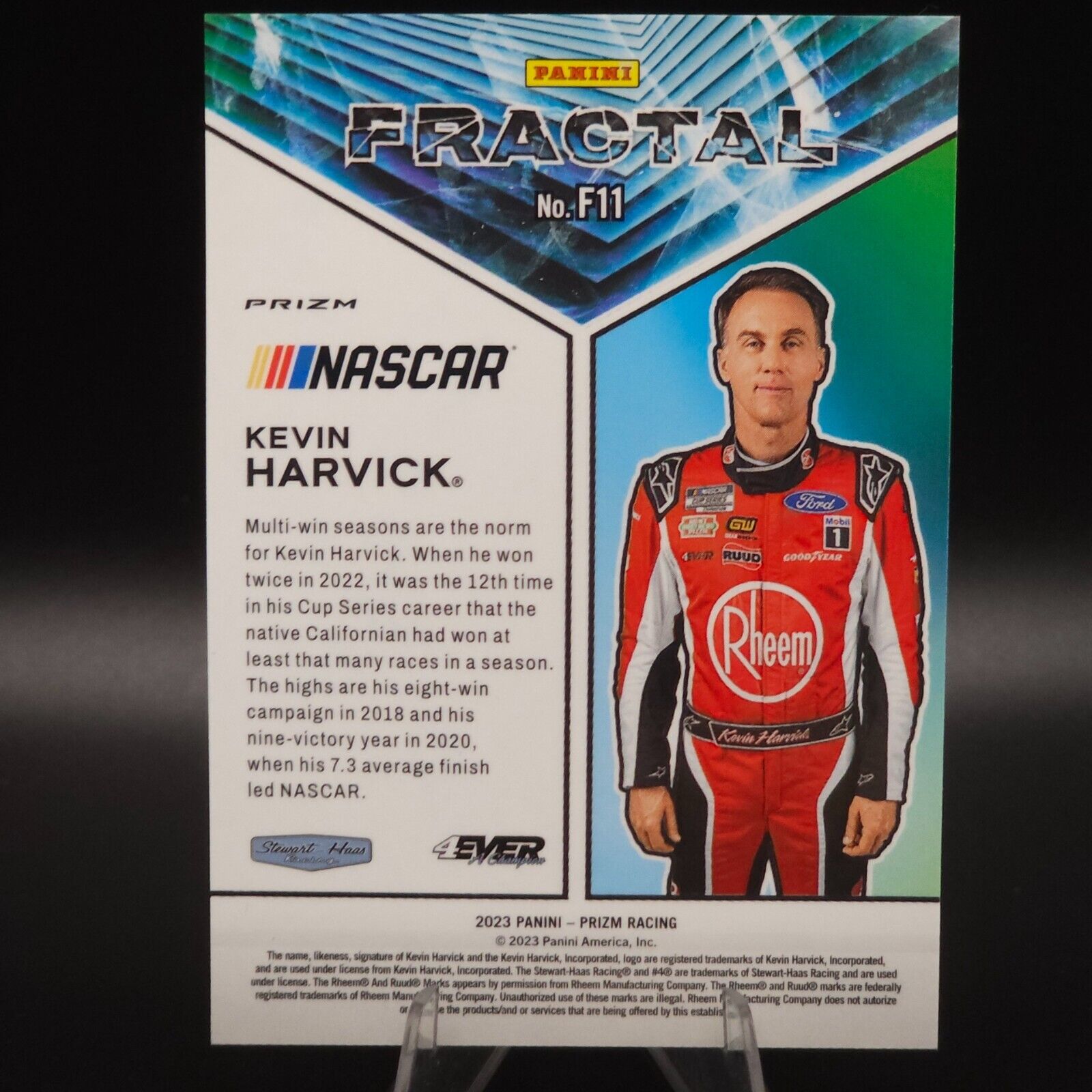 2023 Panini Prizm - Fractal White Sparkle Prizm #F11 Kevin Harvick - NASCARD.shop