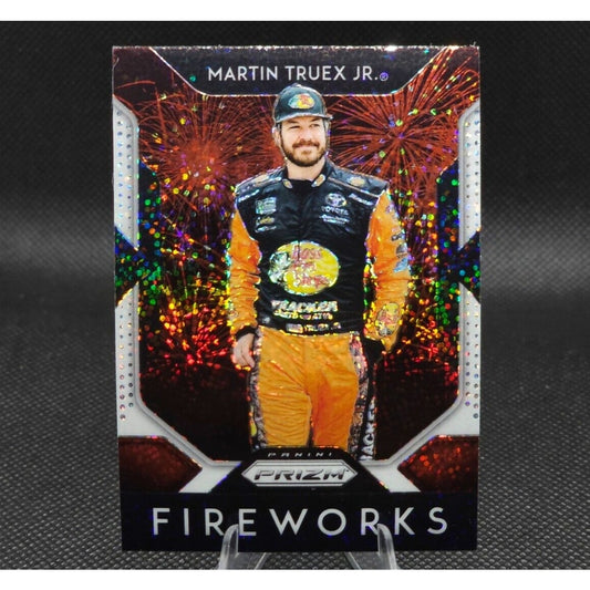 2019 Panini Prizm Fireworks White Sparkle Prizm #F-17 Martin Truex Jr. - NASCARD.shop