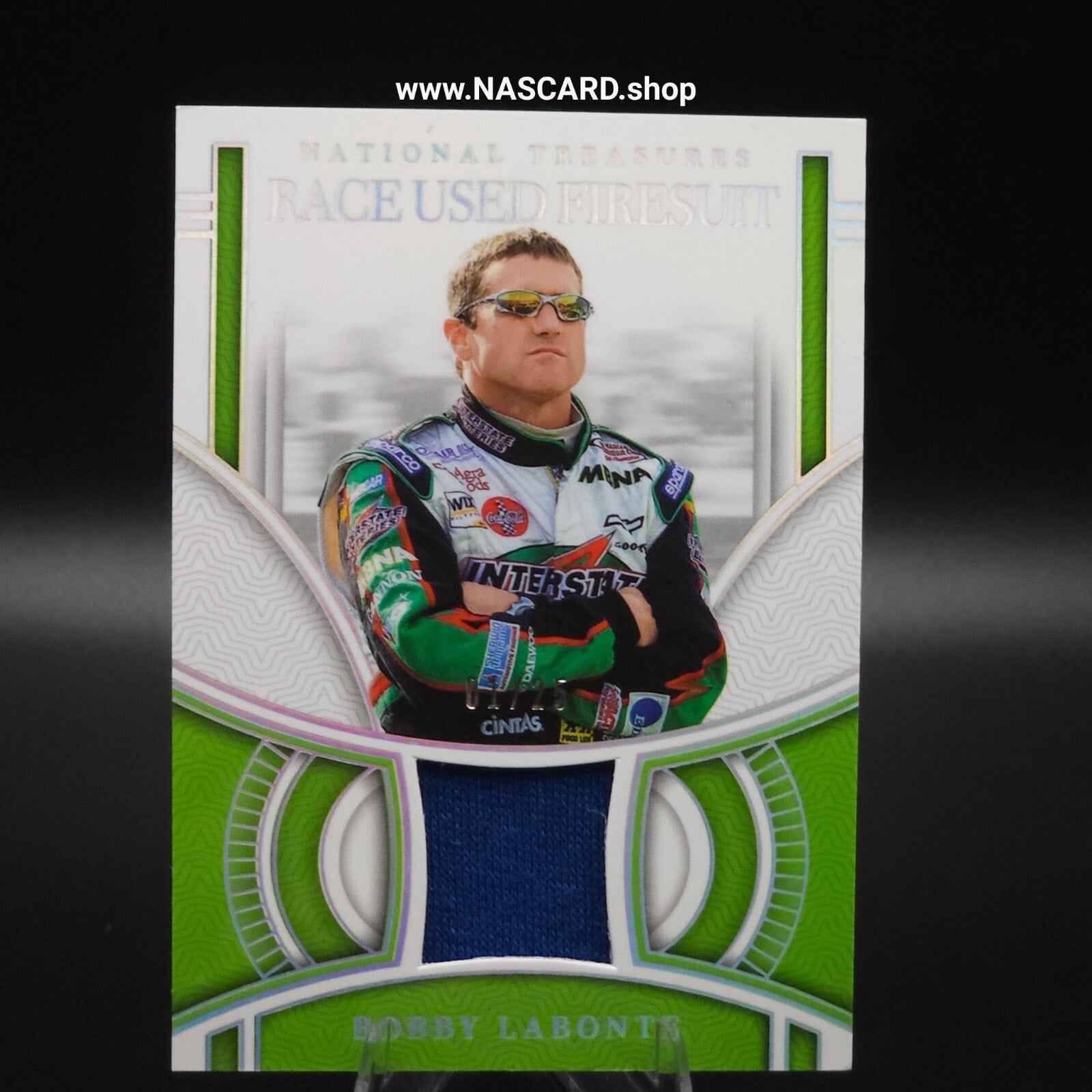 2024 National Treasures Race Used Firesuit Holo Silver Bobby Labonte 01/25