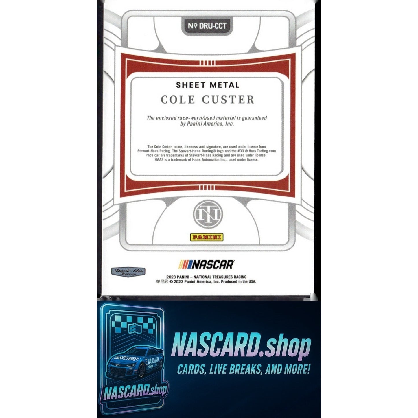 2023 National Treasures Cole Custer Dual Race Used Sheet Metal Platinum Blue 1/1
