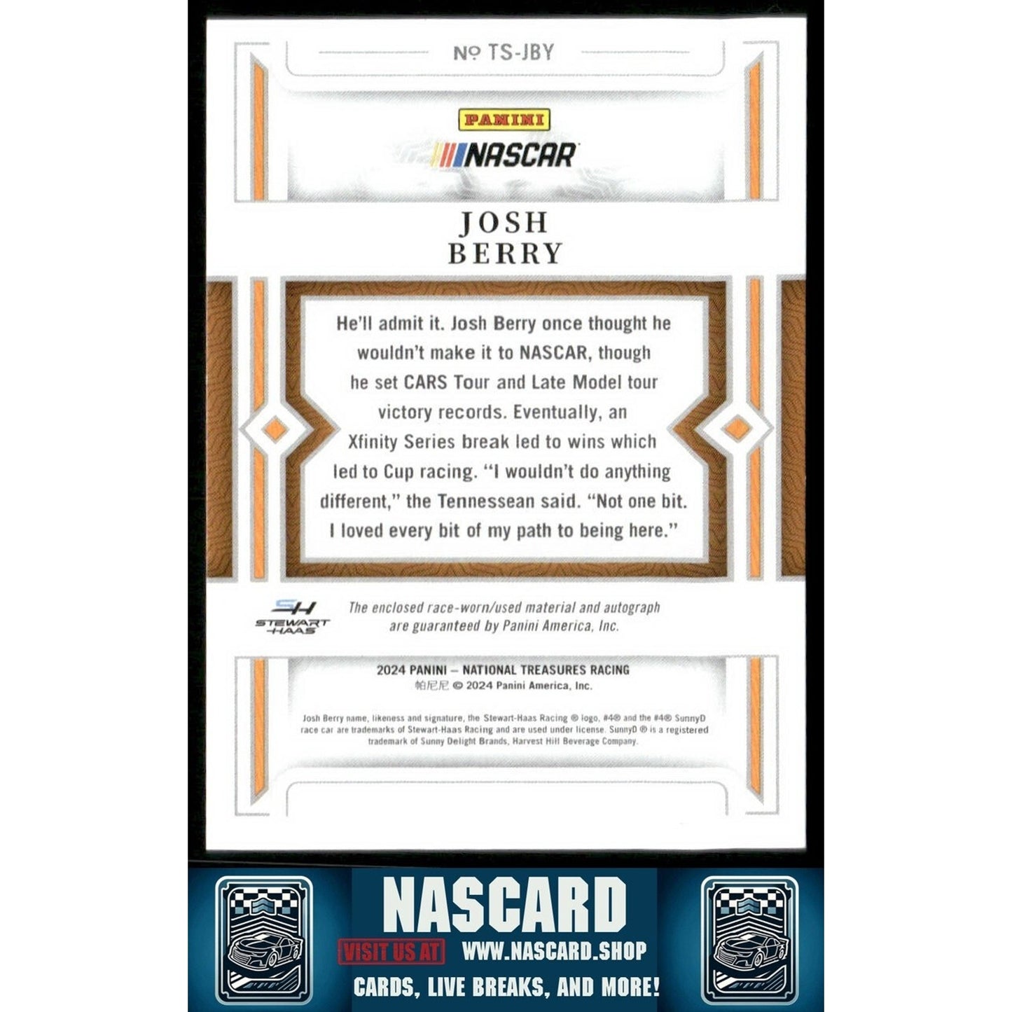 2024 National Treasures Treasured Swatches Josh Berry /99