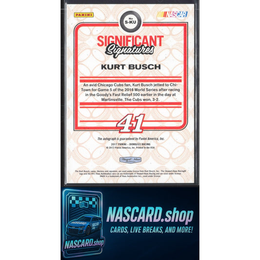 2021 Donruss Racing #S-KU Kurt Busch Significant Signatures Gold #25/25