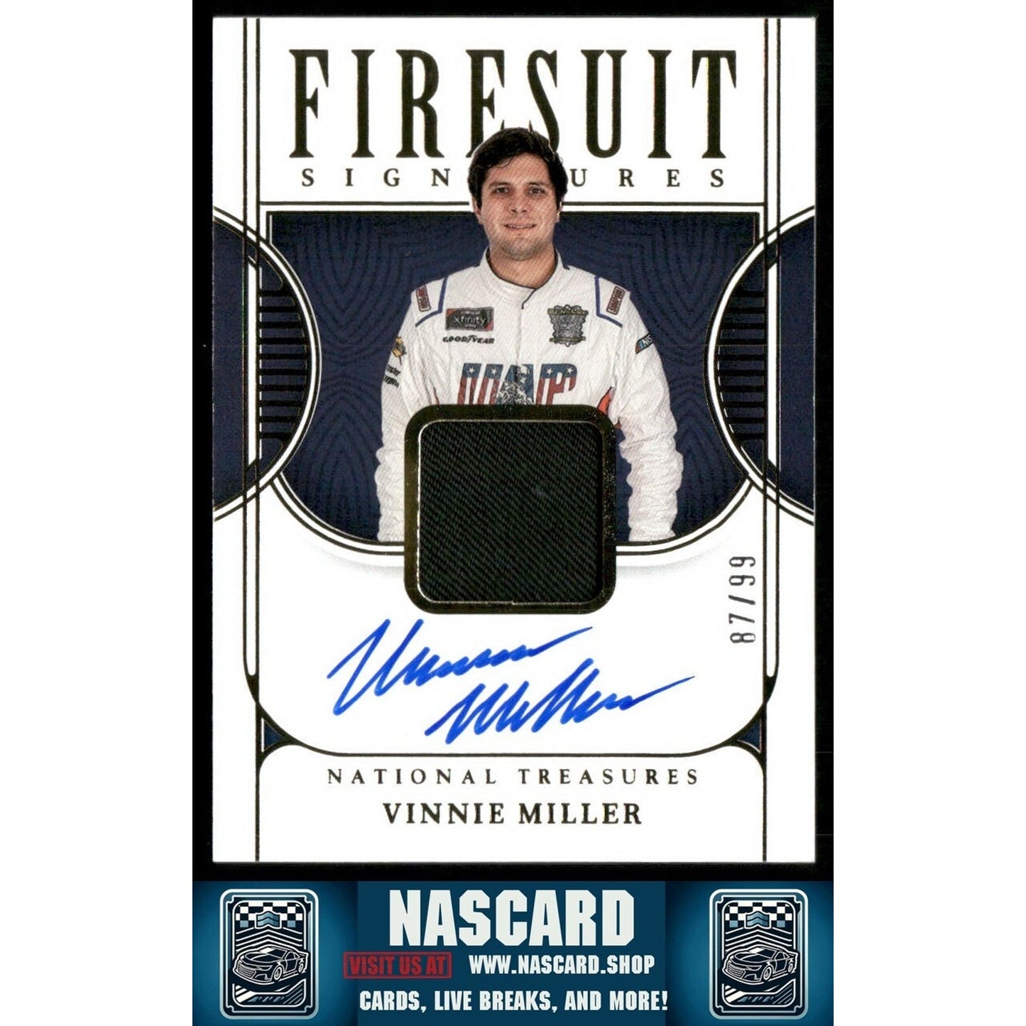 2023 Panini National Treasures Firesuit Signatures Vinnie Miller #FS-VML /99 - NASCARD.shop